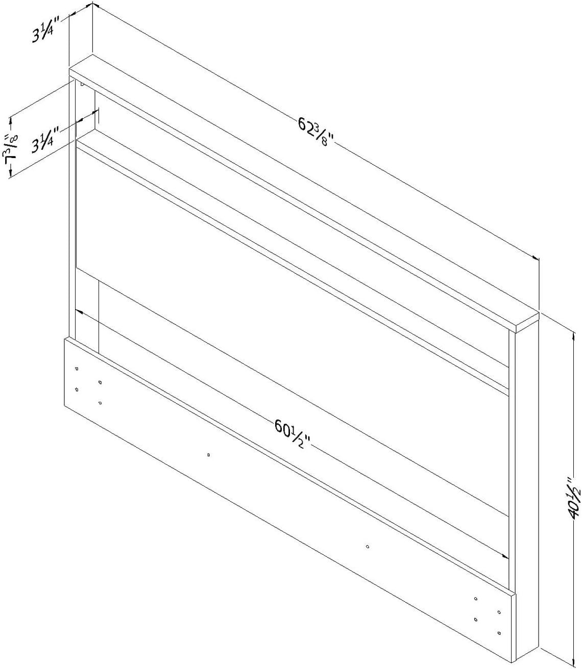 South Shore Holland Headboard (54/60''), Full/Queen, Natural Walnut