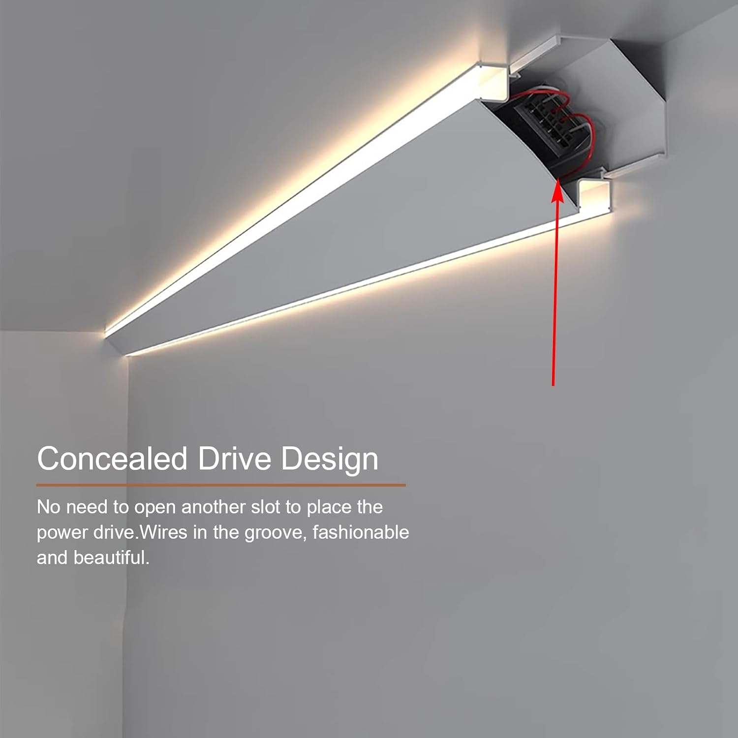 LED Crown Molding Aluminum Profile - Black Surface Mount Indirect Lighting Diffuser for Walls & Ceilings - 1m/3.3ft Decorative LED Light Channel