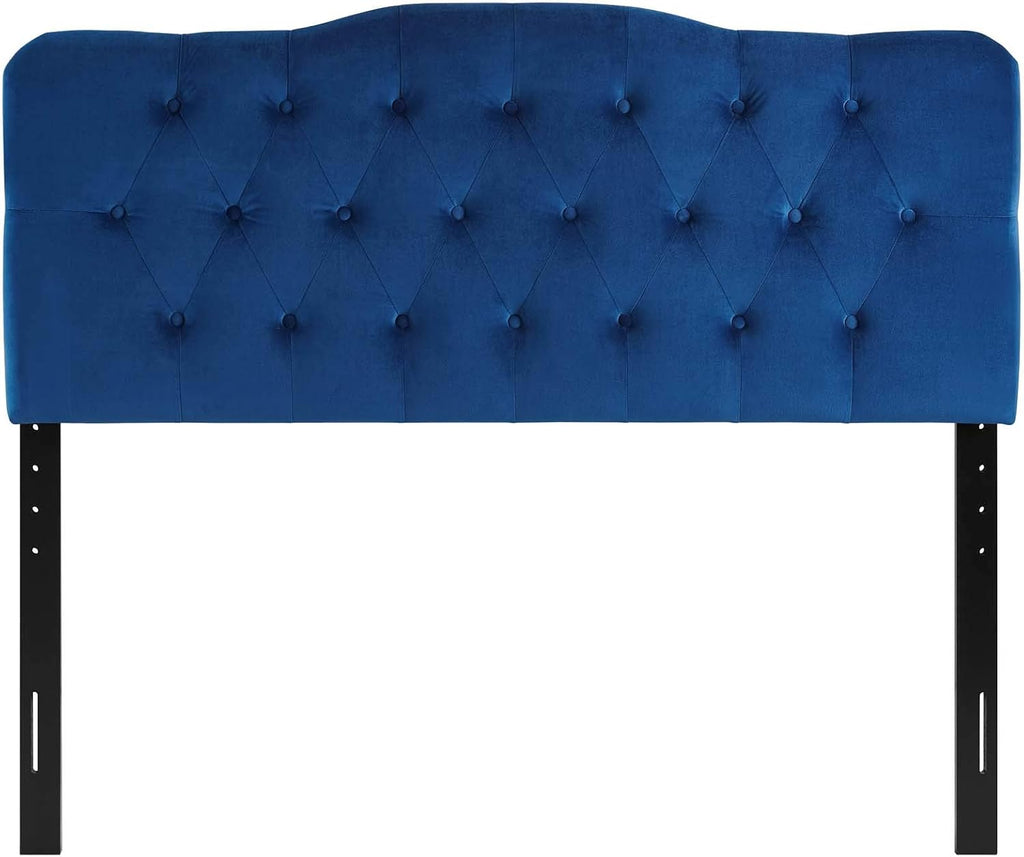 Modway Annabel Diamond Tufted Performance Velvet Queen Headboard in Navy