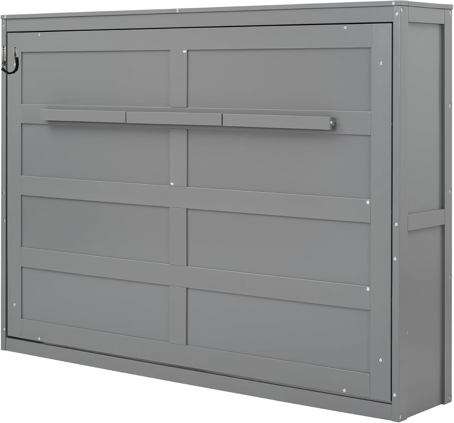 Merax Modern Farmhouse Solid Wood Murphy Cabinet Bed, Queen Foldable Wall Bed Frame, No Box Spring Needed/Space Saving, Gray