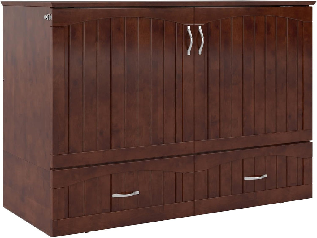 AFI, Southampton Murphy Bed Chest Full with 6' Mattress, Built-in USB Charger & Storage Drawer, Walnut