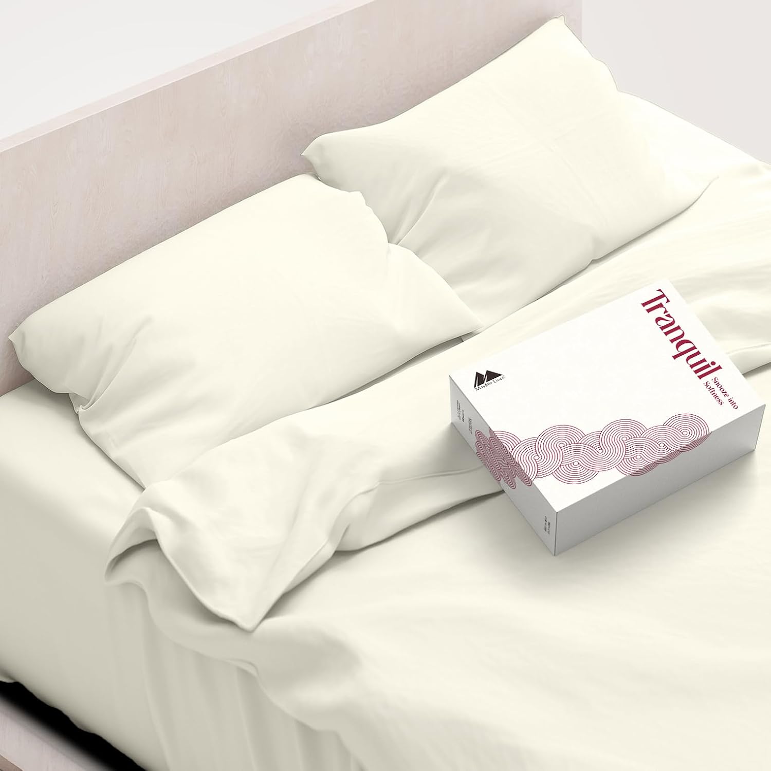 Mayfair Linen 100% Egyptian Cotton California King Sheet Sets - Luxury 800 Series Tranquil Collection Egyptian Cotton Cal King Sheets (6 PC, Ivory), Soft Cooling 16' Deep Pocket Hotel Sheet Set