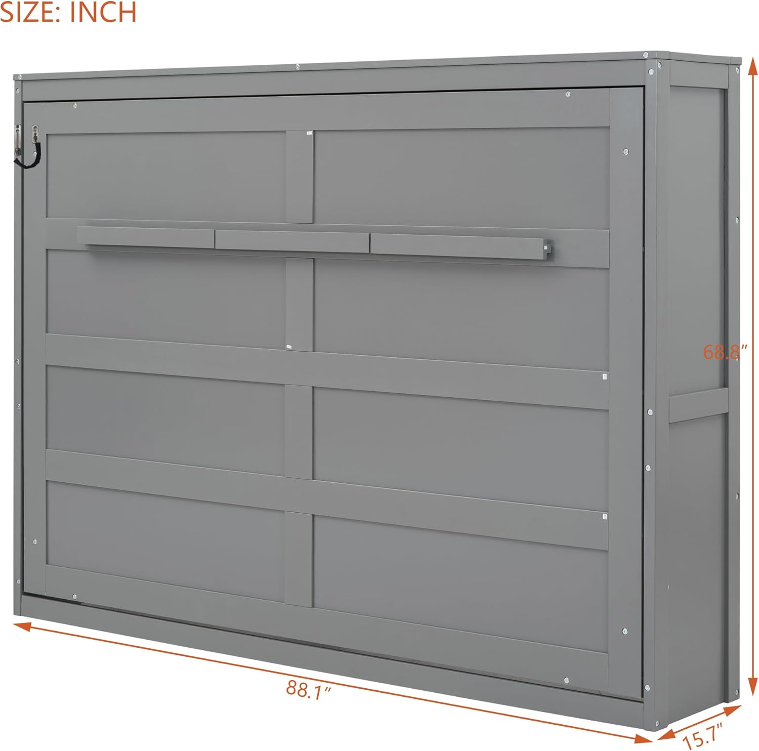 Merax Modern Farmhouse Solid Wood Murphy Cabinet Bed, Queen Foldable Wall Bed Frame, No Box Spring Needed/Space Saving, Gray