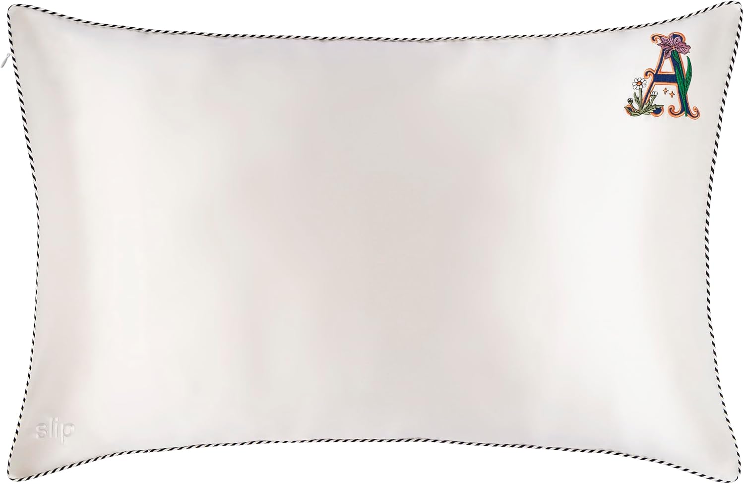 slip The Original Queen Pure Silk Pillow Case - 100% Pure 22 Momme Mulberry Silk - Queen Standard Size - Anti-Aging, Anti-BedHead, Anti-Sleep Crease, Initial Collection: Letter A (20' x 30')
