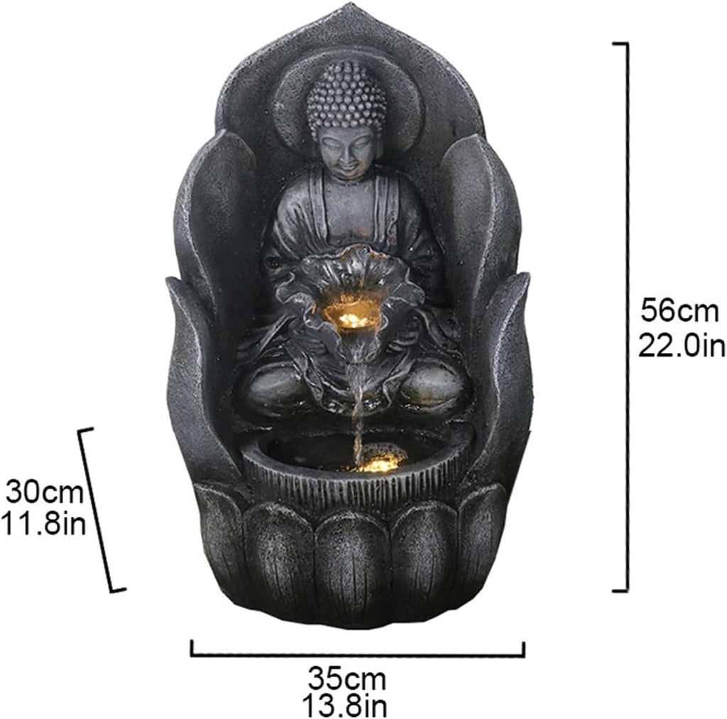 Indoor Water Fountain Tabletop Fountains Desktop Lucky Buddha Statue Flowing Water Fountain Living Room Entrance Decoration Home Decoration Landscape Decoration Meditation Fountain (Size : Brass) ( )