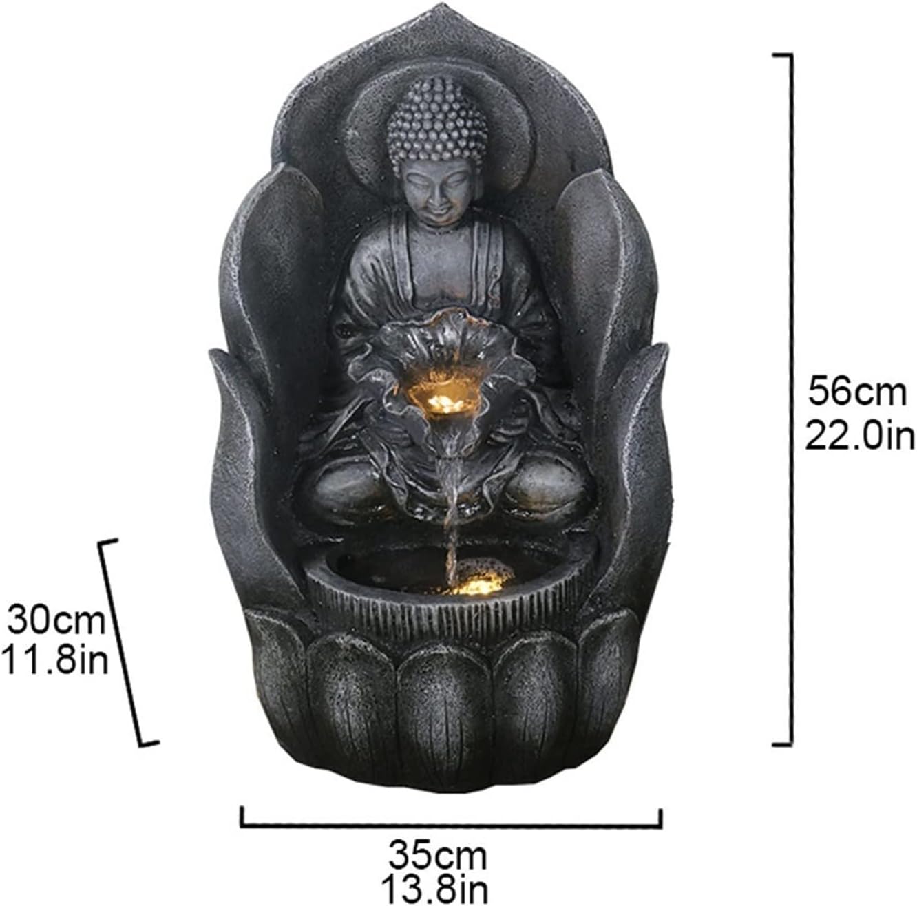 Indoor Water Fountain Tabletop Fountains Desktop Lucky Buddha Statue Flowing Water Fountain Living Room Entrance Decoration Home Decoration Landscape Decoration Meditation Fountain (Size : Brass) ( )