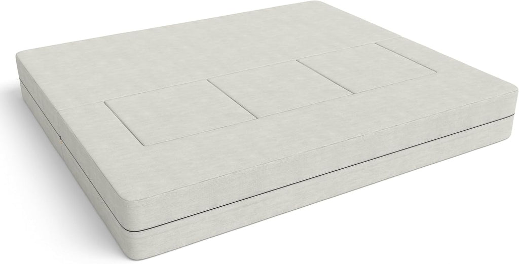 Jaxx Zipline Convertible Sleeper Sofa & Three Ottomans/California King-Size Bed, Textured Microvelvet - Ice