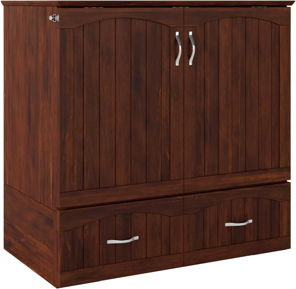 AFI, Southampton Murphy Bed Chest Twin XL with 6' Mattress, Storage Drawer & Built-in USB Charger, Walnut