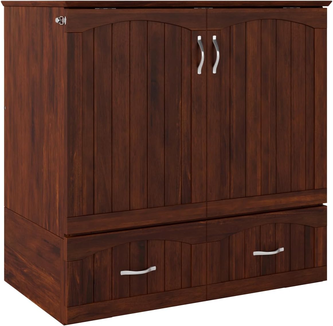 AFI, Southampton Murphy Bed Chest Twin XL with 6' Mattress, Storage Drawer & Built-in USB Charger, Walnut