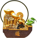 Tabletop Fountain Waterfall Indoor Tabletop Water Fountain, Chinese Style Flowing Ornaments with Feng Shui Wheel