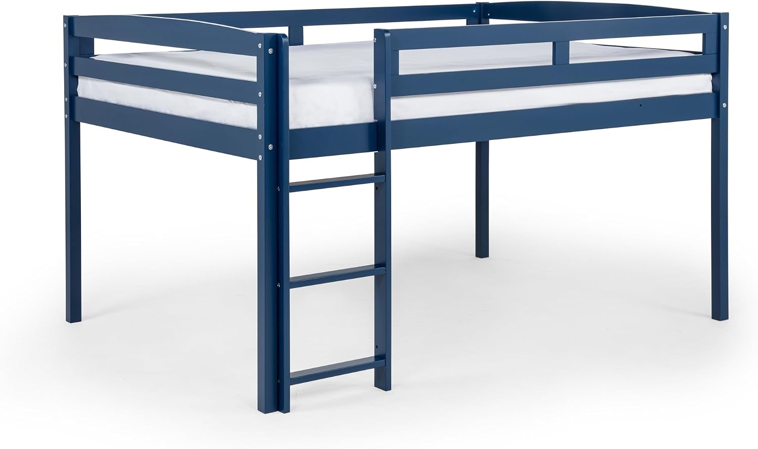 Camaflexi Tribeca Wood Low Loft Bed Frame / 14 Wood Slats Support and 1 Center Support/No Box Spring Necessary/Easy Assembly/Full - Blue