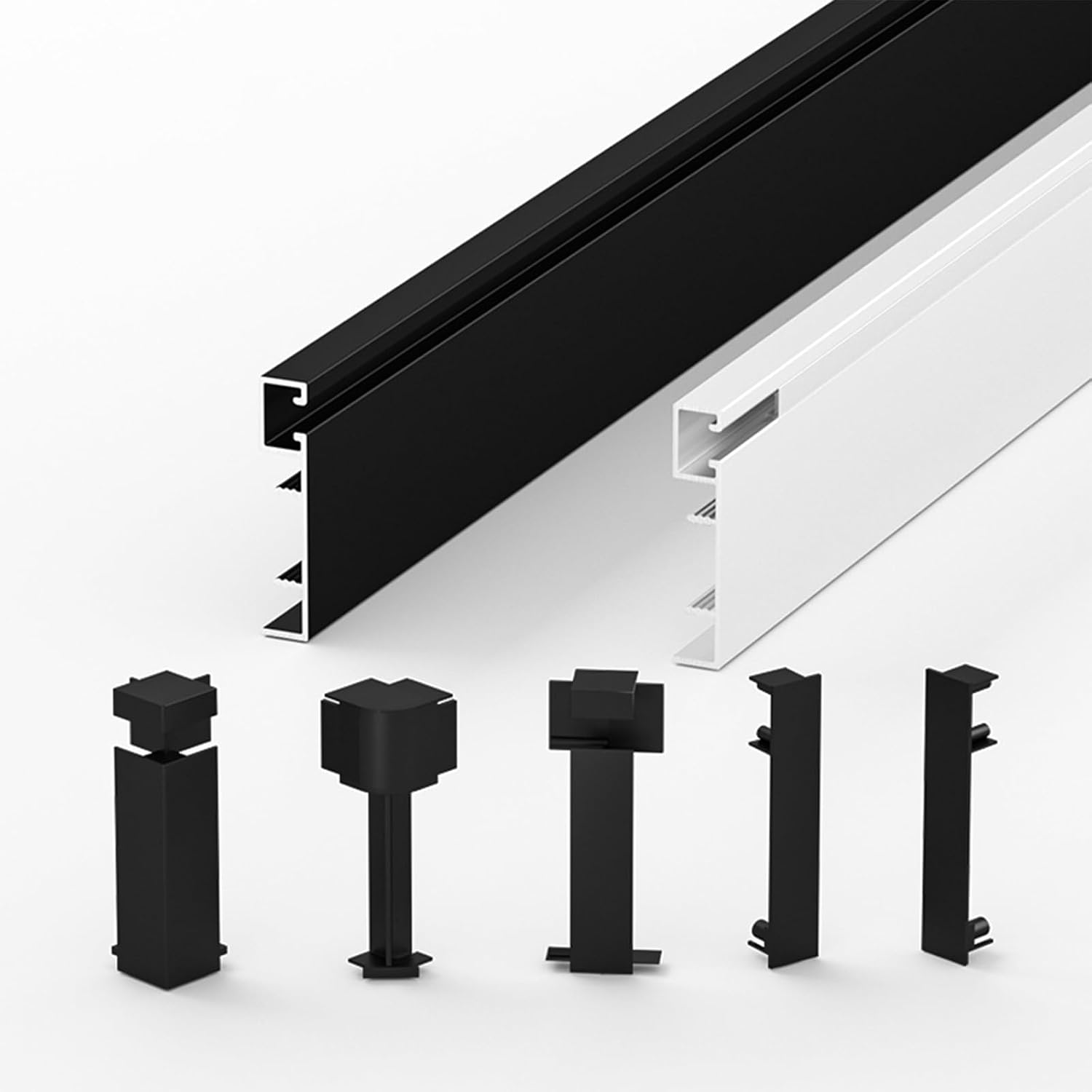 LED Aluminium Baseboard Molding Trim Height 80mm (3.15') Length 1200mm (3.94ft) Metal Wall Base Snap-on Aluminium Skirting Trim - Elevate Your Home Décor (Black, 10pcs)