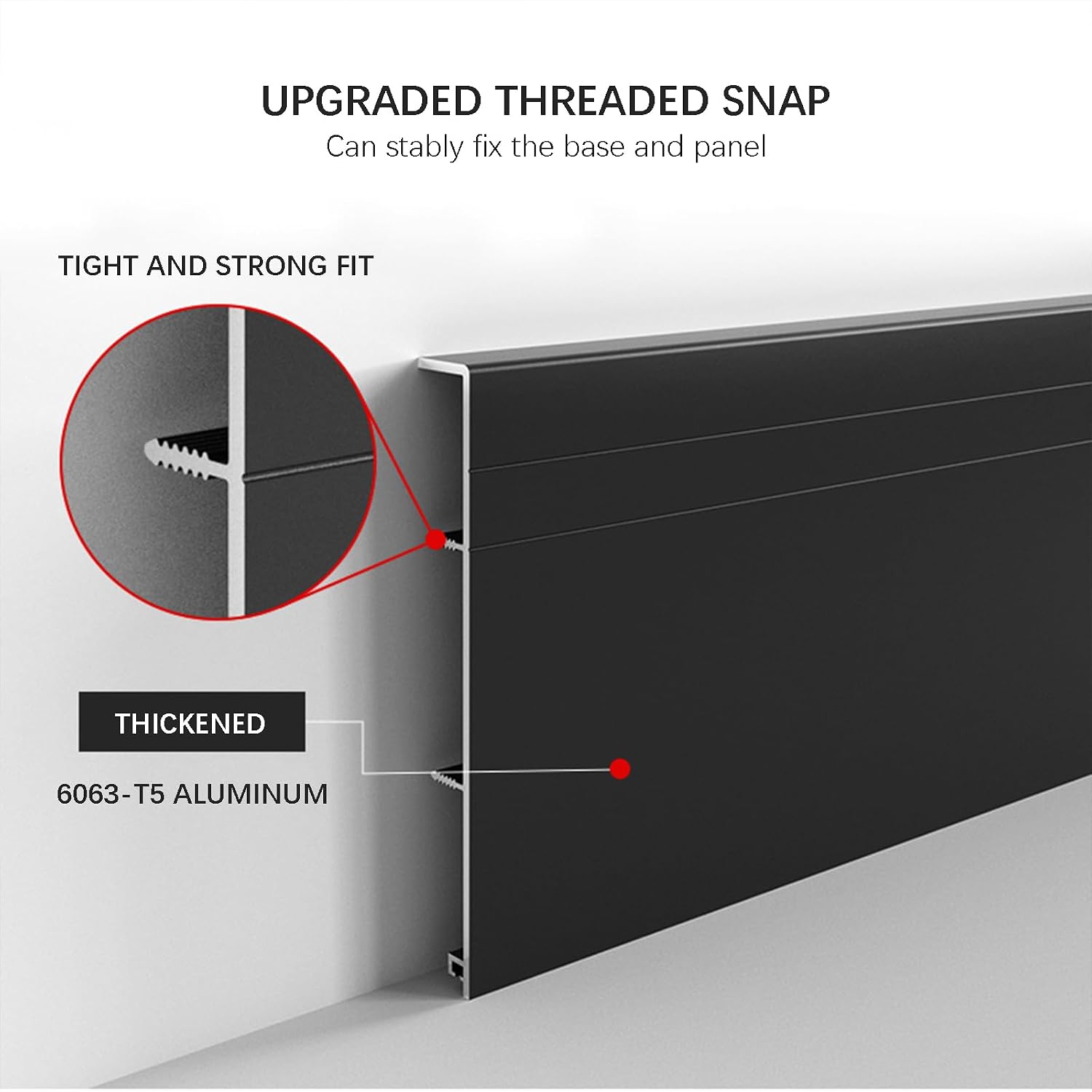 Aluminium Baseboard Molding Trim Height 100mm (3.94') Length 2500mm (8.2ft) Metal Wall Base Right Angle Aluminium Skirting Trim - Elevate Your Home Décor (Matte Black, 3pcs)