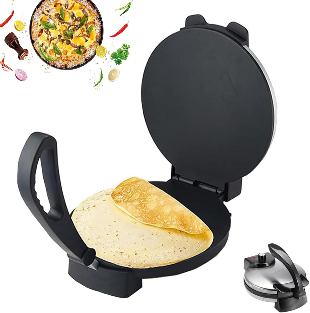 1500W Electric Tortilla Maker, 10 Inch Non Stick Tortilla Press, with Temperature Control & Stainless Steel Cover, Electric Roti Maker for Pitas, Chapati, Roti, Flatbread
