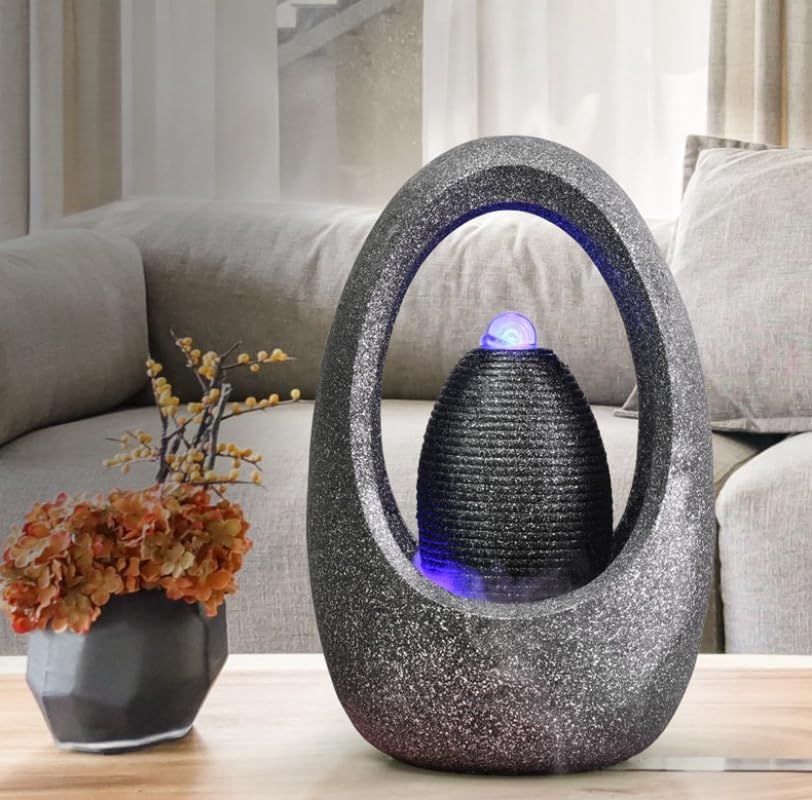 Tabletop Water Fountain Indoor - Water Fountain Decor for Meditation, Relaxation for Yoga, Study, Tea, Living Room, Office, Beauty Club Decor (Large)
