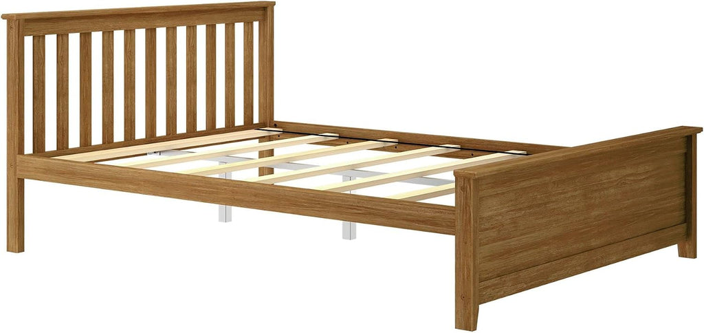 Plank+Beam Solid Wood Queen Bed Frame, Platform Bed with Headboard, Pecan