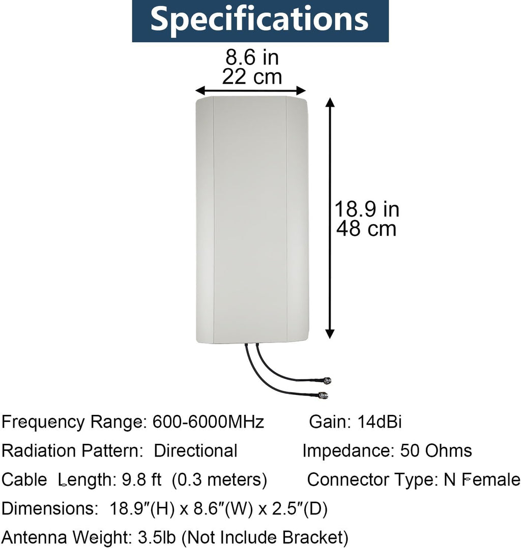 5G 4G LTE Cellular Antenna Kit 2x2 MIMO Directional Panel Antenna for T-Mobile AT&T Verizon Hotspot Router Modem Home Internet (Antenna w/ 32ft SMA Cable TS9 N Male Adaptors and Pole Mount Bracket