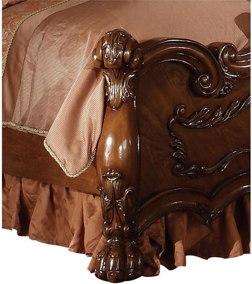 Acme Dresden Queen Wooden Panel Bed in Cherry Oak
