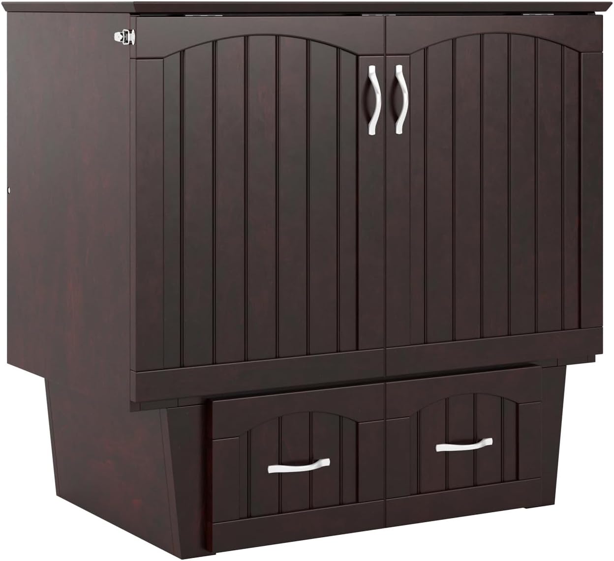 AFI, Nantucket Twin Murphy Bed Chest with Mattress, Storage Drawer and Built-In USB Charger, Espresso
