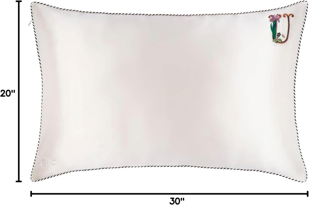 slip The Original Queen Pure Silk Pillow Case - 100% Pure 22 Momme Mulberry Silk - Queen Standard Size - Anti-Aging, Anti-BedHead, Anti-Sleep Crease, Initial Collection: Letter U (20' x 30')