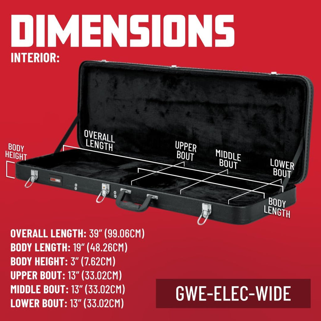 Gator Cases Hard-Shell Wood Case for Wide Body Electric Guitars; Fits PRS Style Guitars and More (GWE-ELEC-WIDE)