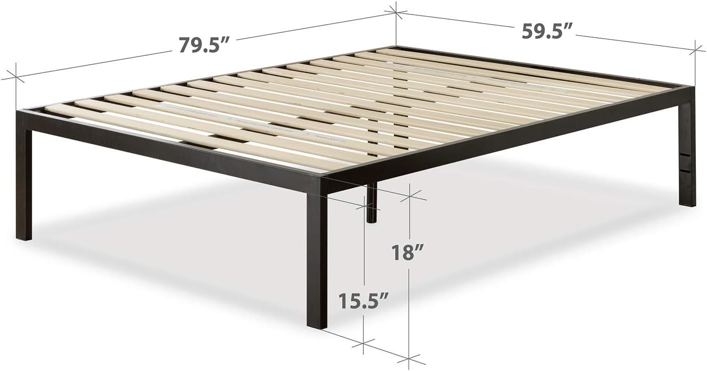 ZINUS Lorrick Metal Platform Bed Frame, Mattress Foundation, Easy, Bolt Free Assembly, Queen, Black