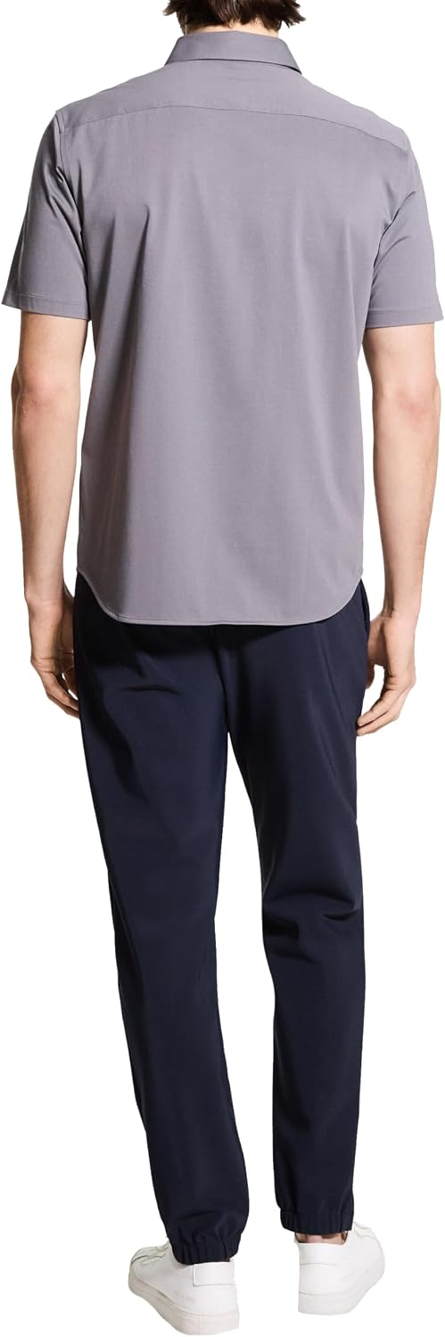 Theory Men's Theory Men's Irving Short Sleeve Button Down Woven in Structure Knit