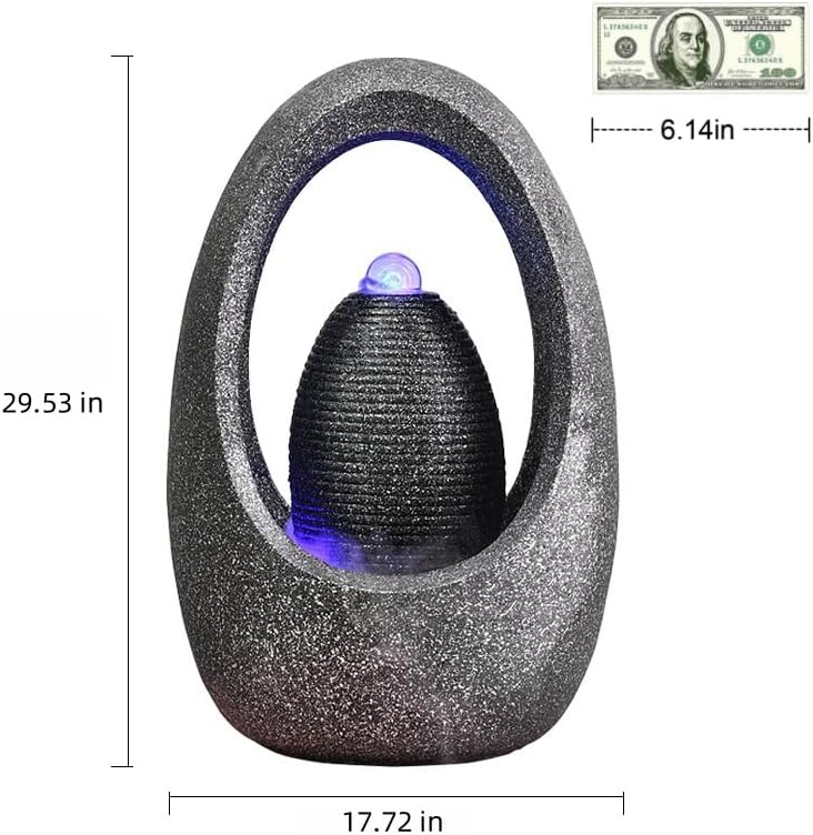 Tabletop Water Fountain Indoor - Water Fountain Decor for Meditation, Relaxation for Yoga, Study, Tea, Living Room, Office, Beauty Club Decor (Large)