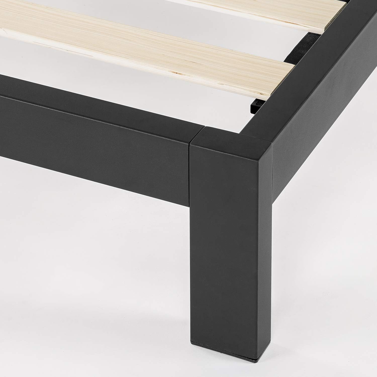 Mellow 10 inch Heavy Duty Metal Platform Bed W/Headboard/Wooden Slat Support/Mattress Foundation (No Box Spring Needed), Twin, Black