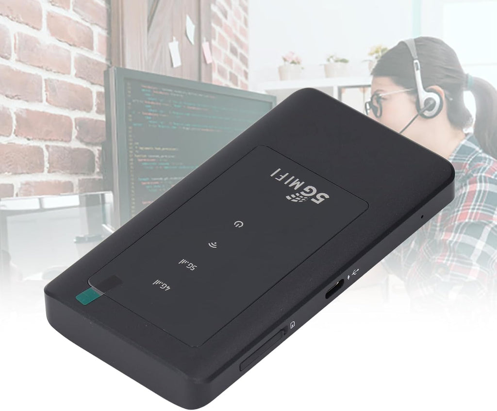 Vikye Portable WiFi Hotspot, 5G WiFi6 2.77Gbps Mobile Router with Nano SIM Card Slot, for Travel Supports 16 Devices USB C Power, Black