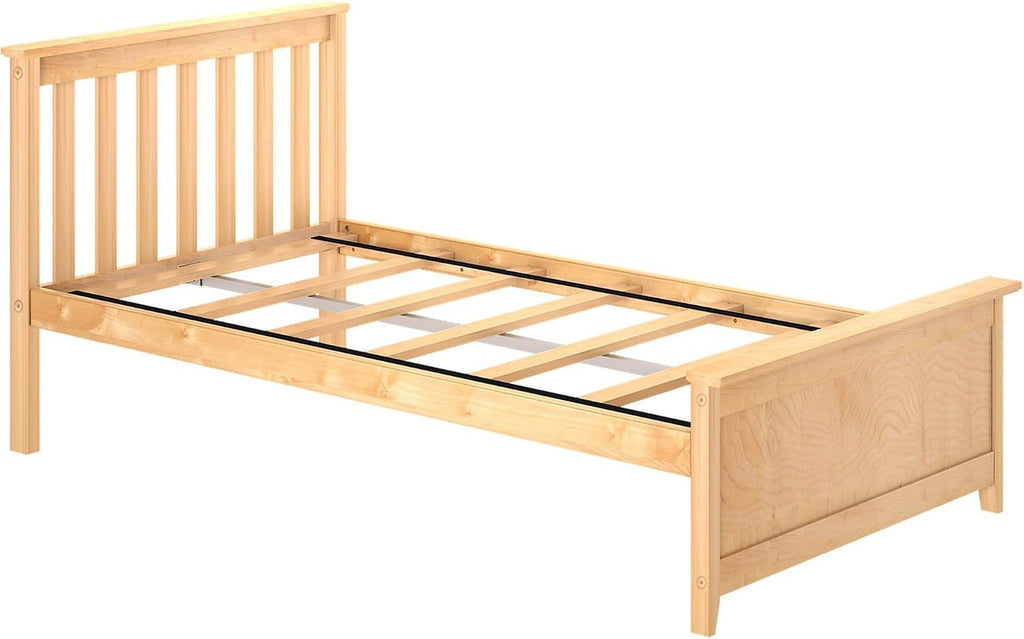 Plank+Beam Solid Wood Twin Bed Frame, Platform Bed with Headboard, Natural
