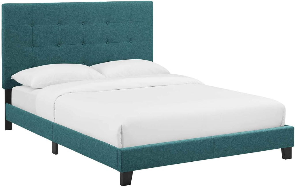 Modway Melanie Tufted Fabric Upholstered Twin Platform Bed in Teal