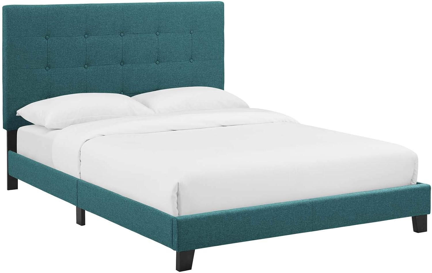 Modway Melanie Tufted Fabric Upholstered Twin Platform Bed in Teal