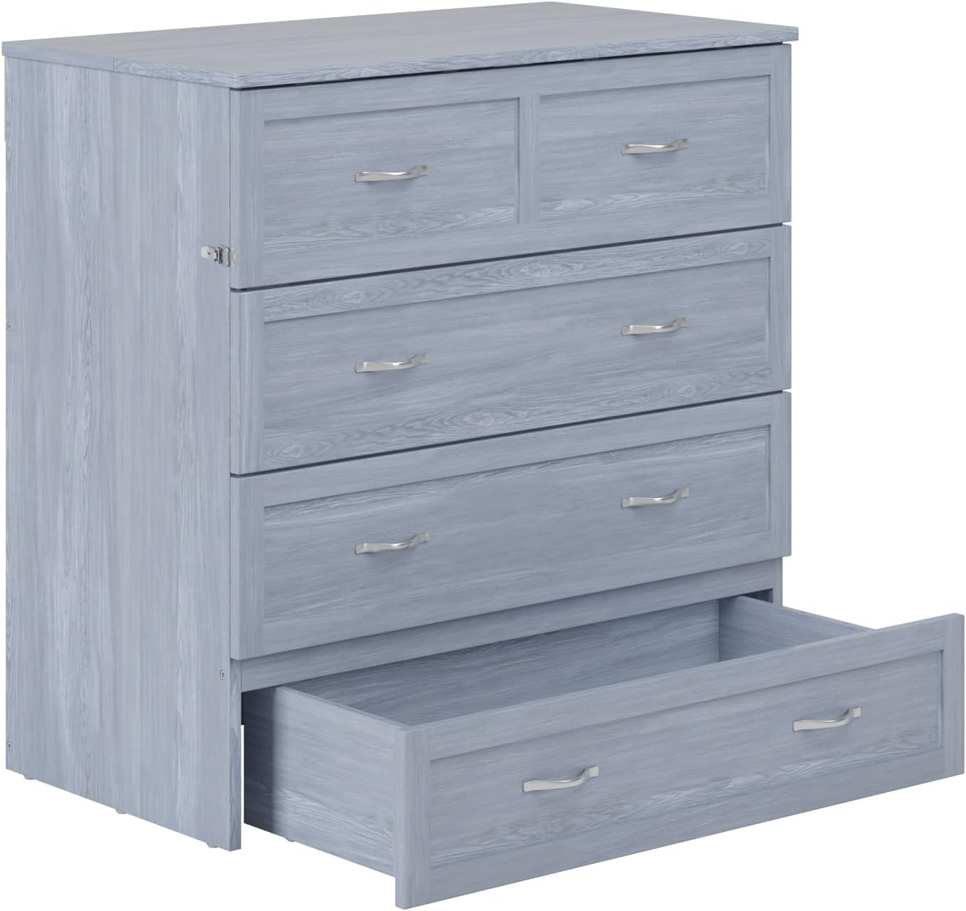 AFI, Northfield Murphy Bed Chest Twin XL with 6' Mattress, Storage Drawer & Built-in USB Charger, Driftwood