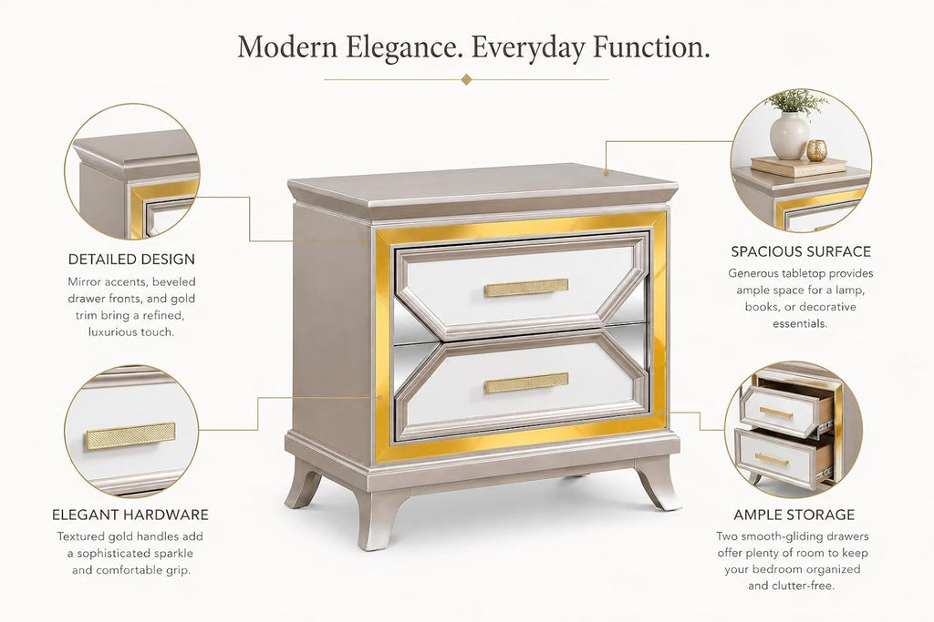 First of a Kind Nightstand Traditional Wood Bedside Table Claire Collection White Finish Classic European Design Bedroom Nightstand Elegant Carved Detailing Coordinated Furniture Piece