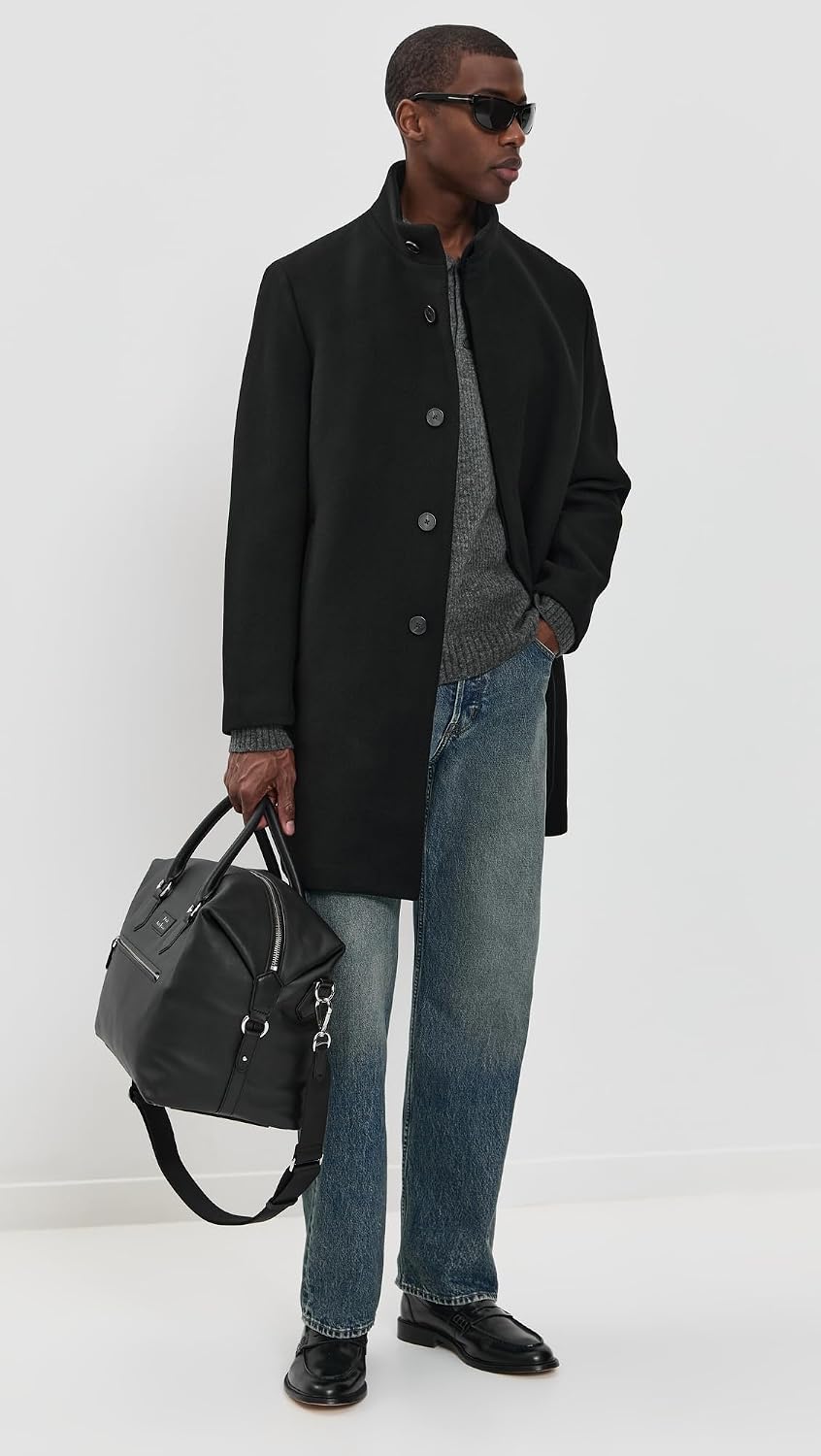 Theory Men's Belvin Coat in Textured Wool Blend Melton