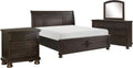 Benzara Oria Four Piece Queen Size Bedroom Set- Round Knobs