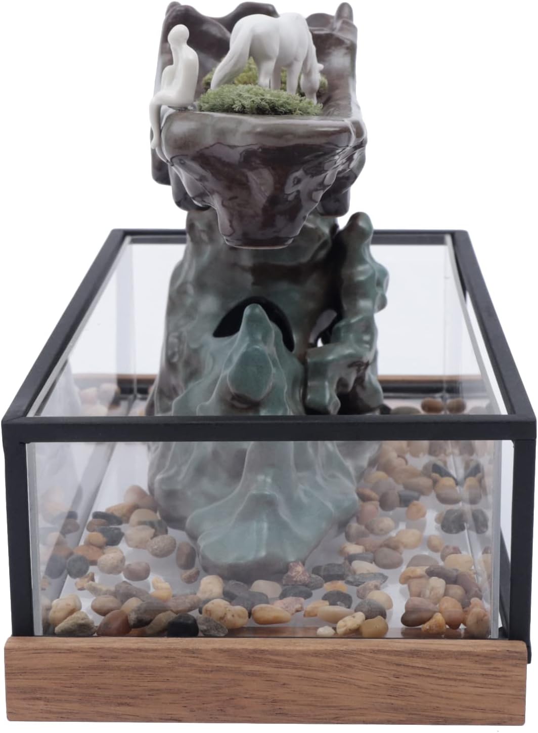Fountain Waterfall Tabletop with Automatic Pump & Fish Tank Ceramic Tabletop Water Fountain Indoor Zen Relaxation Creative Home Decor for Office, Living Room, or Bedroom (TYPE2)