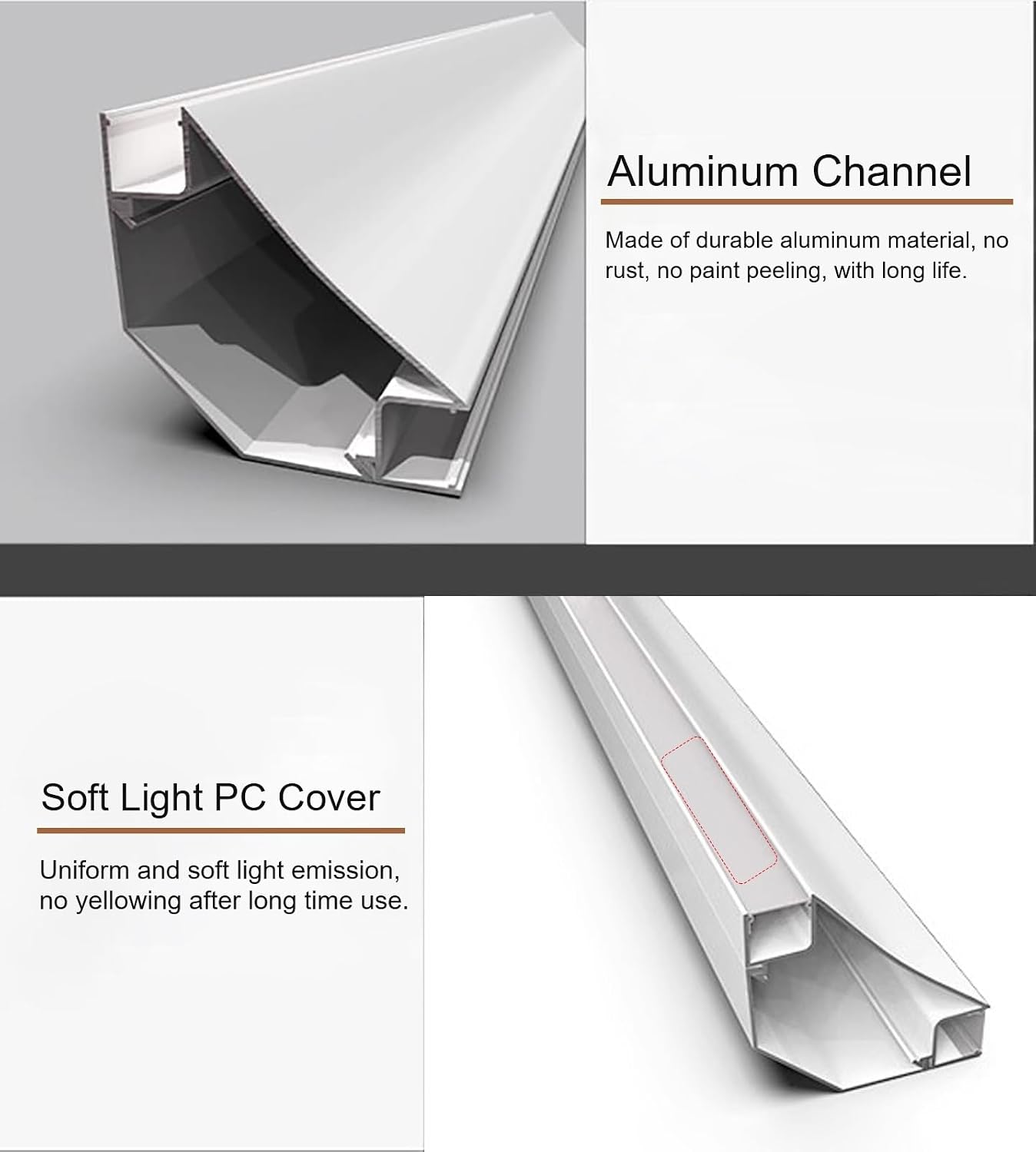 LED Crown Molding Channel - 15m Black Indirect Lighting Diffuser for Wall/Ceiling, Surface Mount Aluminum Profile Trim Slot, Ideal for Home Decor & Accent Lighting