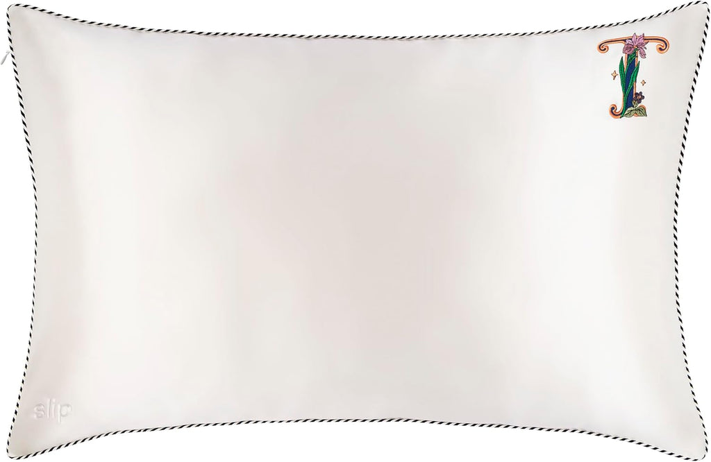 slip The Original Queen Pure Silk Pillow Case - 100% Pure 22 Momme Mulberry Silk - Queen Standard Size - Anti-Aging, Anti-BedHead, Anti-Sleep Crease, Initial Collection: Letter T (20' x 30')