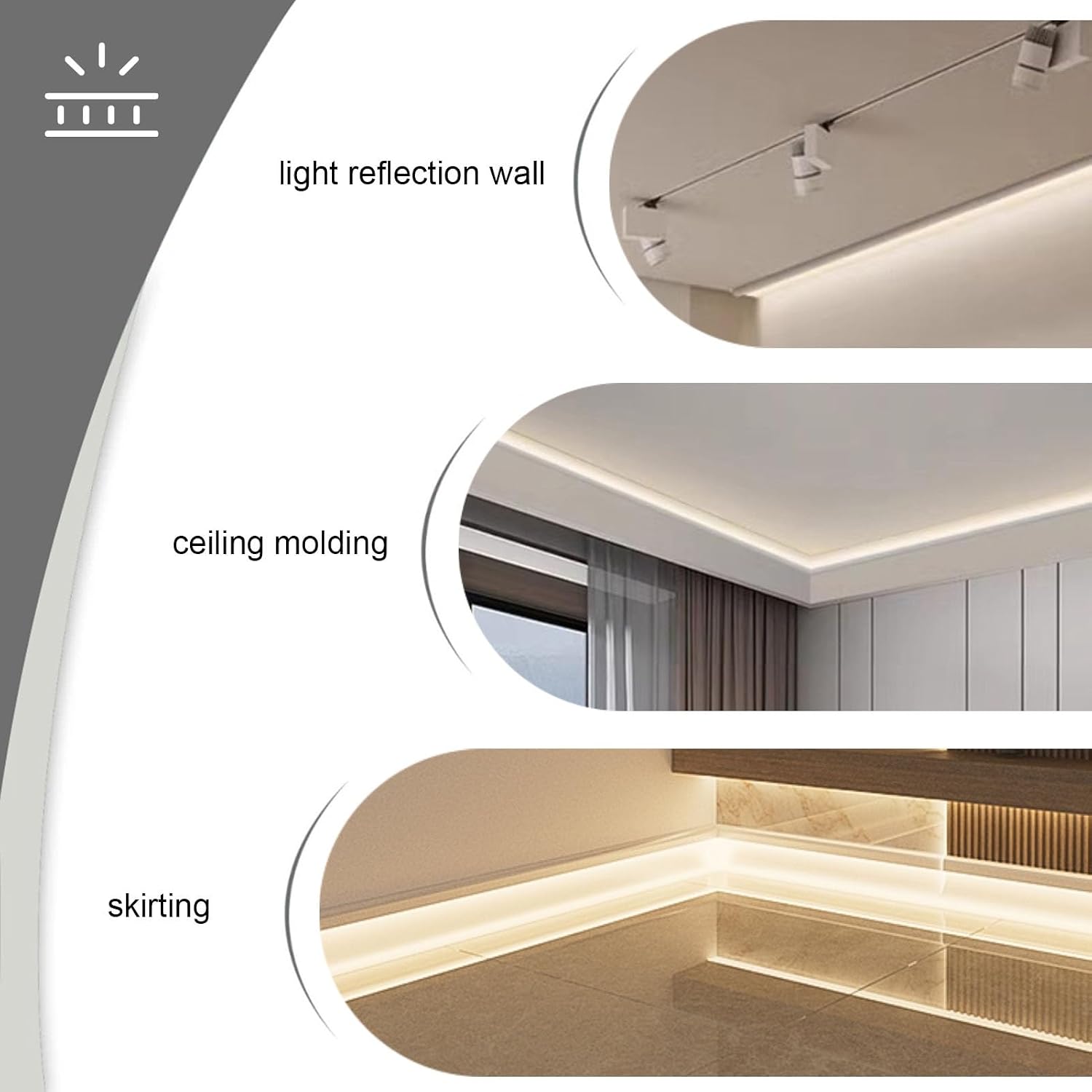 LED Light Channel Rectangular Skirting, Ceiling Wall Decoration Lighting Crown Moulding, 4.7' Width, 39.3ft LED Lighting Trim - Modern Home Decor Accent for Indoor Spaces