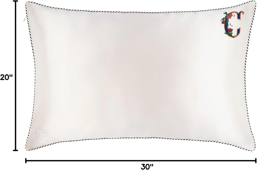 slip The Original Queen Pure Silk Pillow Case - 100% Pure 22 Momme Mulberry Silk - Queen Standard Size - Anti-Aging, Anti-BedHead, Anti-Sleep Crease, Initial Collection: Letter C (20' x 30')