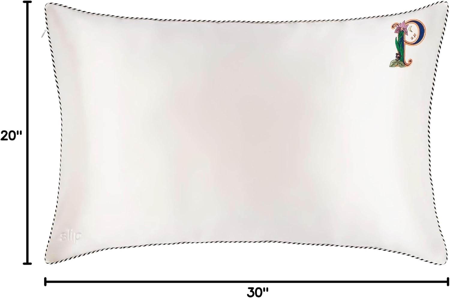 slip The Original Queen Pure Silk Pillow Case - 100% Pure 22 Momme Mulberry Silk - Queen Standard Size - Anti-Aging, Anti-BedHead, Anti-Sleep Crease, Initial Collection: Letter P (20' x 30')