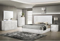 Manhattan Queen 5-Piece Bedroom Set: Modern Design with Lacquer Finish, Geometric Accents, and LED Lighting