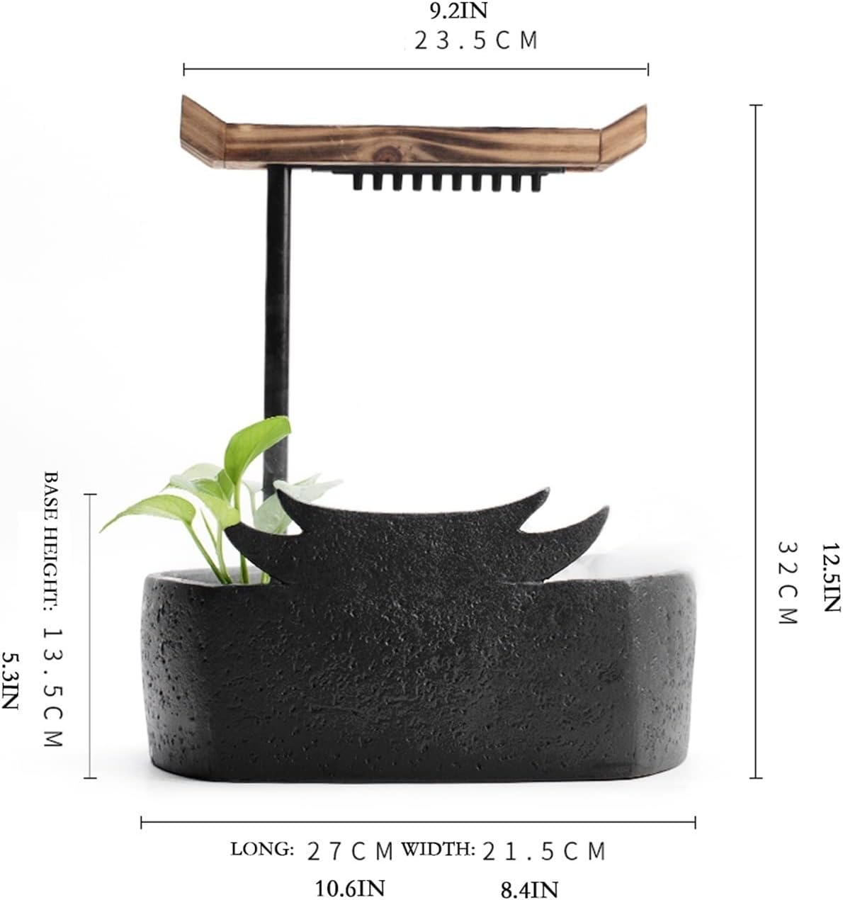 Tabletop Waterfall Indoor Tabletop Water Fountain Ceramic Circulating Tabletop Fountain Zen Meditation Waterfall Decoration Fountain Tabletop Water Fountain (Color : A)