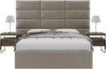 Vänt Upholstered Wall Mounted Velvet Headboard Panels - Catherine Layout - 90' X 46'- Configuration of 12 Individual Panels - Recommended for Queen-Full - Velvet/Sand Storm