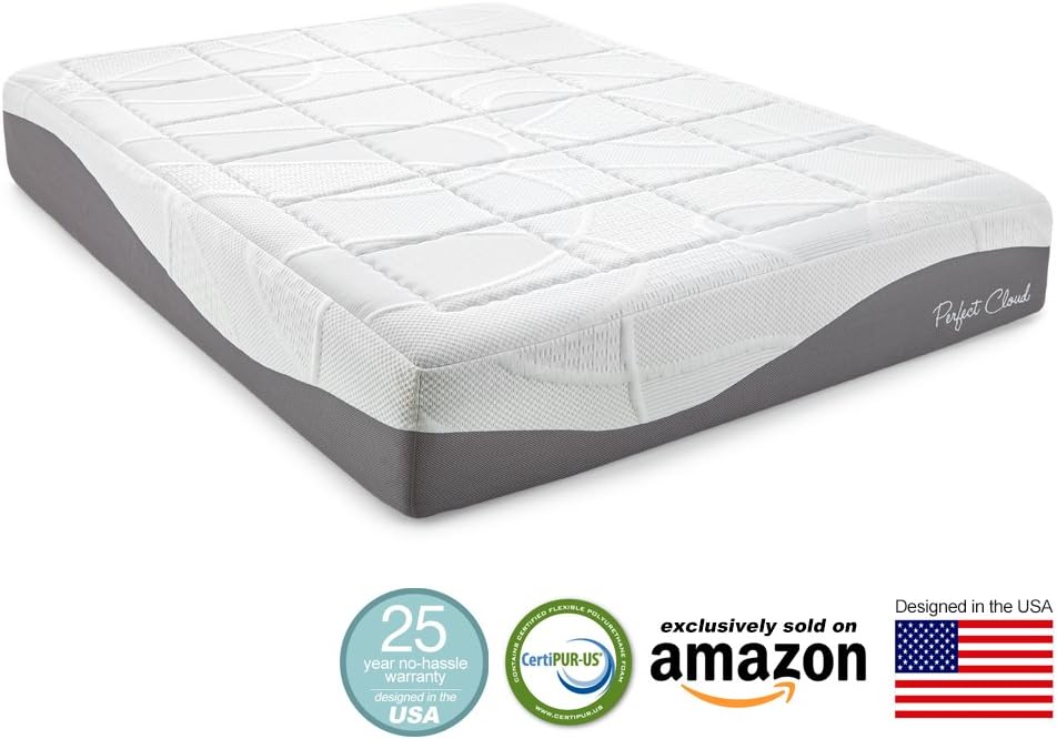 Perfect Cloud Made in The USA Elegance Plush Gel-Infused 12 inch Memory Foam Mattress - Pressure Relieving - Bed-in-a-Box (Full)