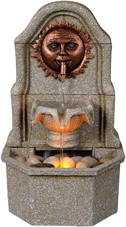 Tabletop Fountain Sun Desktop Fountain Resin Running Water Ornaments Circulating Water Small Vintage Fountain Home Decoration Home Fountain
