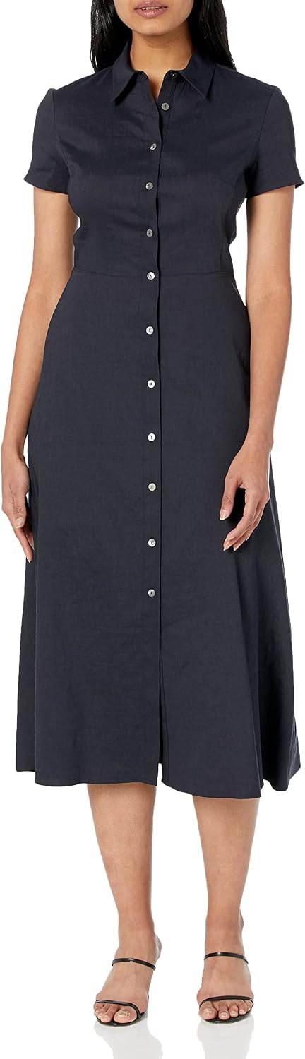 Theory Women's Short-Sleeved Button Down Midi Dress