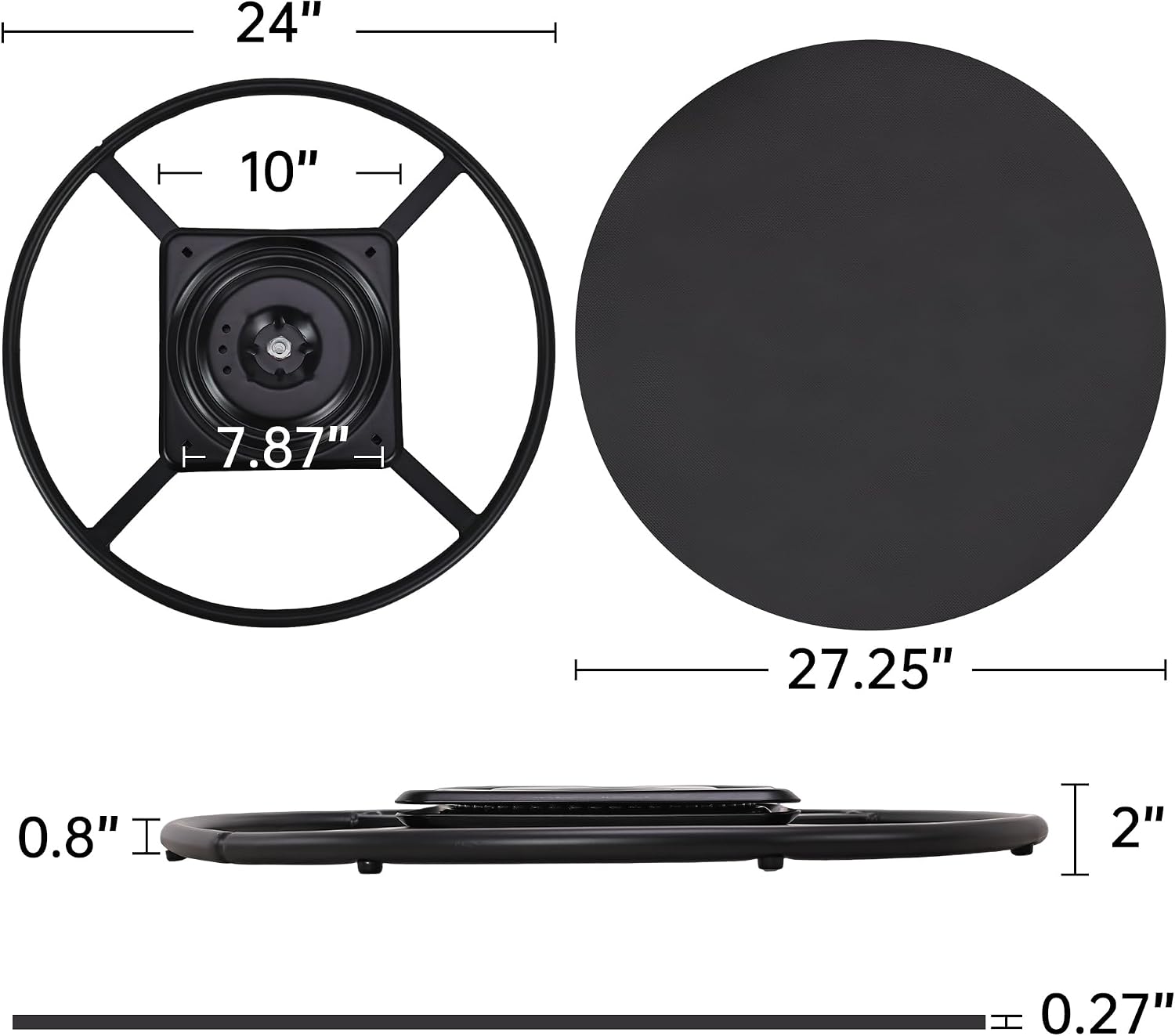 24 inch Swivel Base for Recliner Chair with 27.5 inch Pad, Couch Chair Replacement Parts 360 Degree Ball Bearing Rotating Ring Plate Kit Set of 2